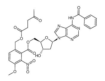 N6-benzoyl-5'-O-[6-(levulinyloxymethyl)-3-methoxy-2-nitrobenzoyl]-2'-deoxyadenosine结构式