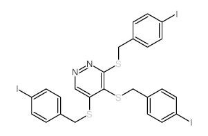 3,4,5-tris[(4-iodophenyl)methylsulfanyl]pyridazine结构式