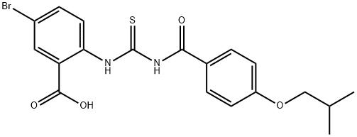 5-bromo-2-[[[[4-(2-methylpropoxy)benzoyl]amino]thioxomethyl]amino]-benzoic acid结构式