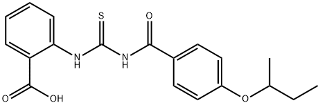 2-[[[[4-(1-methylpropoxy)benzoyl]amino]thioxomethyl]amino]-benzoic acid structure