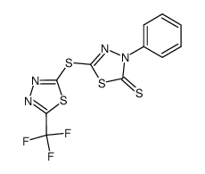 3-phenyl-5-(5-trifluoromethyl-[1,3,4]thiadiazol-2-ylsulfanyl)-3H-[1,3,4]thiadiazole-2-thione结构式