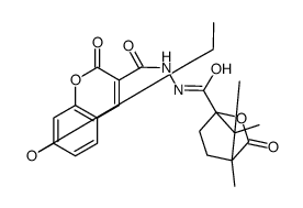 2-oxo-7-propoxy-N'-(1,7,7-trimethyl-2-oxo-3-oxabicyclo[2.2.1]heptane-4-carbonyl)chromene-3-carbohydrazide结构式