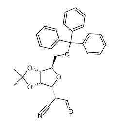 2-formyl-2-(2,3-O-isopropylidene-5-O-trityl-D-ribofuranosyl)acetonitrile Structure