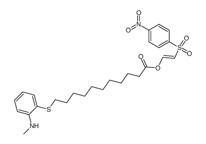 (E)-2-((4-nitrophenyl)sulfonyl)vinyl 11-((2-(methylamino)phenyl)thio)undecanoate Structure