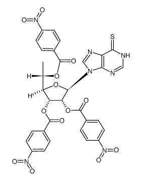 9-(6'-deoxy-2',3',5'-tris-O-(p-nitrobenzoyl)-α-L-talofuranosyl)-6-thiopurine结构式