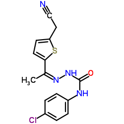 (2Z)-N-(4-Chlorophenyl)-2-{1-[5-(cyanomethyl)-2-thienyl]ethylidene}hydrazinecarboxamide Structure