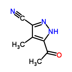 Pyrazole-3(or 5)-carbonitrile, 5(or 3)-acetyl-4-methyl- (7CI) structure