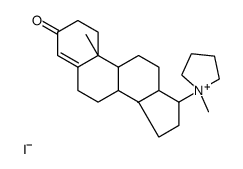 (10R,13S,17S)-10,13-dimethyl-17-(1-methylpyrrolidin-1-ium-1-yl)-1,2,6,7,8,9,11,12,14,15,16,17-dodecahydrocyclopenta[a]phenanthren-3-one,iodide结构式