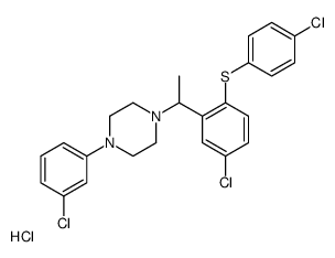 1-[1-[5-chloro-2-(4-chlorophenyl)sulfanylphenyl]ethyl]-4-(3-chlorophenyl)piperazine,hydrochloride Structure