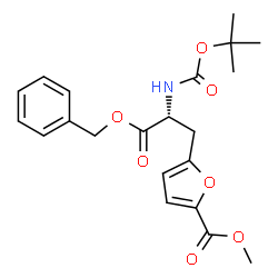 2-Furanpropanoic acid, α-[[(1,1-dimethylethoxy)carbonyl]amino]-5-(methoxycarbonyl)-, phenylmethyl ester, (αR)-结构式