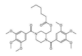 Hexanoic acid, (1,4-bis(3,4,5-trimethoxybenzoyl)-2-piperazinyl)methyl ester结构式