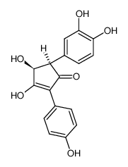 (-)-3,4-Dihydroxy-2-(3,4-dihydroxyphenyl)-5-(4-hydroxyphenyl)-2-cyclopenten-1-one结构式