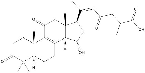 (15alpha,20Z)-15-hydroxy-3,11,23-trioxo-Lanosta-8,20(22)-dien-26-oic acid Structure