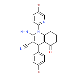 2-amino-4-(4-bromophenyl)-1-(5-bromo-2-pyridinyl)-5-oxo-1,4,5,6,7,8-hexahydro-3-quinolinecarbonitrile结构式