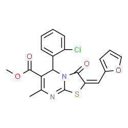 methyl 5-(2-chlorophenyl)-2-(2-furylmethylene)-7-methyl-3-oxo-2,3-dihydro-5H-[1,3]thiazolo[3,2-a]pyrimidine-6-carboxylate structure