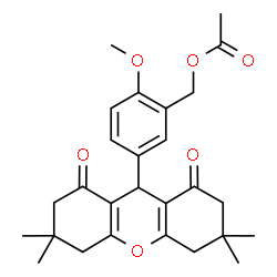 2-Methoxy-5-(3,3,6,6-tetramethyl-1,8-dioxo-2,3,4,5,6,7,8,9-octahydro-1H-xanthen-9-yl)benzyl acetate结构式