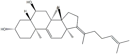 5α-Cholesta-9(11),17(20),24-triene-3β,6α-diol structure