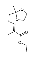 2-methyl-5-(2-methyl-[1,3]dioxolan-2-yl)-pent-2-enoic acid ethyl ester结构式