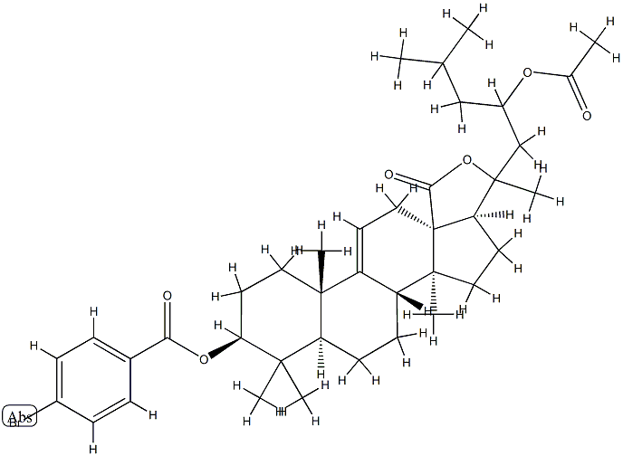 (20ξ)-23-(Acetyloxy)-3β-[(4-bromobenzoyl)oxy]-20-hydroxy-5α-lanost-9(11)-en-18-oic acid γ-lactone结构式
