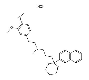 N-(3,4-dimethoxyphenetyl)-N-methyl-2-(2-naphthyl)-m-dithiane-2-propylamine hydrochloride结构式