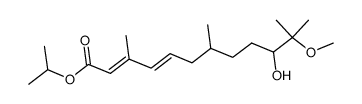 (2E,4E)-10-Hydroxy-11-methoxy-3,7,11-trimethyl-dodeca-2,4-dienoic acid isopropyl ester结构式