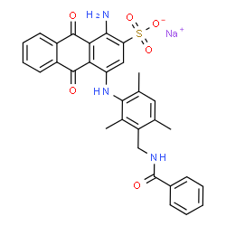 sodium 1-amino-4-[[3-[(benzoylamino)methyl]-2,4,6-trimethylphenyl]amino]-9,10-dihydro-9,10-dioxoanthracene-2-sulphonate picture