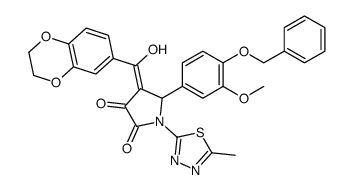 4-[2,3-dihydro-1,4-benzodioxin-6-yl(hydroxy)methylidene]-5-(3-methoxy-4-phenylmethoxyphenyl)-1-(5-methyl-1,3,4-thiadiazol-2-yl)pyrrolidine-2,3-dione结构式