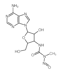 3-[5-(6-aminopurin-9-yl)-4-hydroxy-2-(hydroxymethyl)oxolan-3-yl]-1-methyl-1-nitroso-urea structure