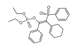 2-(cyclohex-1-en-1-yl)-1-phenyl-2-(phenylsulfonyl)vinyl diethyl phosphate Structure