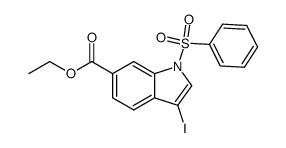 1-Benzenesulfonyl-3-iodo-1H-indole-6-carboxylic acid ethyl ester Structure