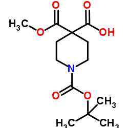 1-[(叔丁氧基)羰基] -4-(甲氧基羰基)哌啶-4-羧酸结构式