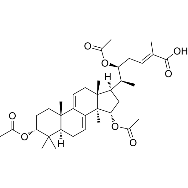 (22S,24E)-3α,15α,22-Tris(acetyloxy)-5α-lanosta-7,9(11),24-trien-26-oic acid structure