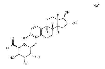 sodium 1-O-(3,16α,17β-trihydroxy-3-hydroxy-1,3,5(10)-estratrien-3-yl)-β-D-glucopyranosiduronate结构式
