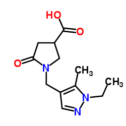 1-[(1-Ethyl-5-methyl-1H-pyrazol-4-yl)methyl]-5-oxo-3-pyrrolidinecarboxylic acid Structure