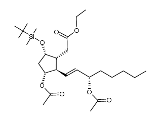 ethyl 2-((1R,2R,3R,5S)-3-acetoxy-2-((S,E)-3-acetoxyoct-1-en-1-yl)-5-((tert-butyldimethylsilyl)oxy)cyclopentyl)acetate Structure