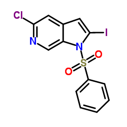 5-Chloro-2-iodo-1-(phenylsulfonyl)-6-azaindole结构式