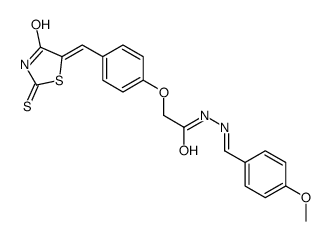 N-[(4-methoxyphenyl)methylideneamino]-2-[4-[(E)-(4-oxo-2-sulfanylidene-thiazolidin-5-ylidene)methyl]phenoxy]acetamide structure