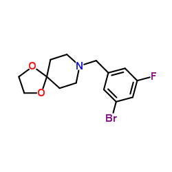 1,​4-​Dioxa-​8-​azaspiro[4.5]​decane, 8-​[(3-​bromo-​5-​fluorophenyl)​methyl]​ structure