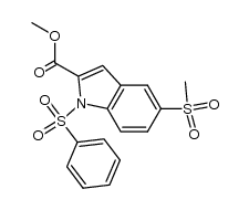 1-benzenesulfonyl-5-methanesulfonylindole-2-carboxylic acid methyl ester结构式