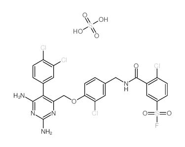 4-chloro-3-[[3-chloro-4-[[2,6-diamino-5-(3,4-dichlorophenyl)pyrimidin-4-yl]methoxy]phenyl]methylcarbamoyl]benzenesulfonyl fluoride; sulfuric acid结构式