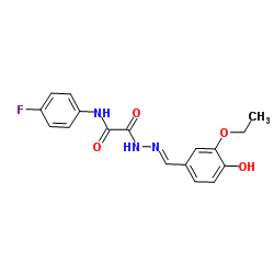 2-[(2E)-2-(3-Ethoxy-4-hydroxybenzylidene)hydrazino]-N-(4-fluorophenyl)-2-oxoacetamide结构式