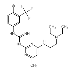 1-[4-bromo-3-(trifluoromethyl)phenyl]-2-[4-(2-diethylaminoethylamino)-6-methyl-pyrimidin-2-yl]guanidine structure