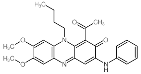 1-acetyl-3-anilino-10-butyl-7,8-dimethoxy-phenazin-2-one结构式