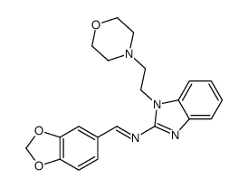 (E)-1-(1,3-benzodioxol-5-yl)-N-[1-(2-morpholin-4-ylethyl)benzimidazol-2-yl]methanimine结构式