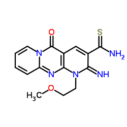 2-Imino-1-(2-methoxyethyl)-5-oxo-1,5-dihydro-2H-dipyrido[1,2-a:2',3'-d]pyrimidine-3-carbothioamide结构式