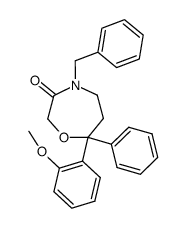 4-benzyl-7-(2-methoxy-phenyl)-7-phenyl-[1,4]oxazepan-3-one结构式