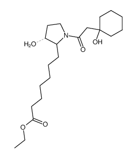 7-{3-Hydroxy-1-[2-(1-hydroxy-cyclohexyl)-acetyl]-pyrrolidin-2-yl}-heptanoic acid ethyl ester Structure