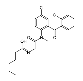 N-[2-[4-chloro-2-(2-chlorobenzoyl)-N-methylanilino]-2-oxoethyl]hexanamide Structure