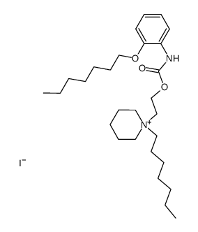 1-Heptyl-1-[2-(2-heptyloxy-phenylcarbamoyloxy)-ethyl]-piperidinium; iodide Structure