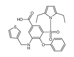 3-((2,5-Diethyl-1H-pyrrol-1-yl)sulfonyl)-4-phenoxy-5-((3-thienylmethyl )amino)benzoic acid structure